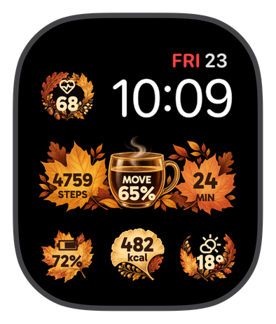 AUTUMN COFFEE watch face on an Apple Watch