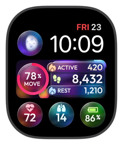 AFTERGLOW watch face on an Apple Watch