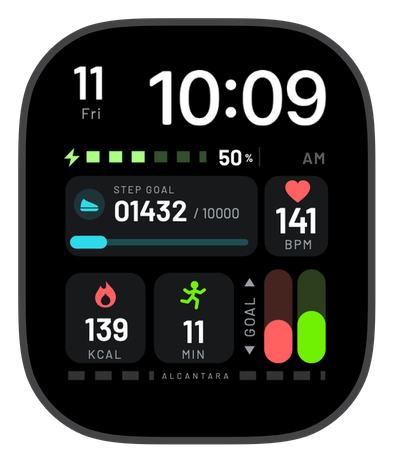 ALCANTARA watch face on an Apple Watch