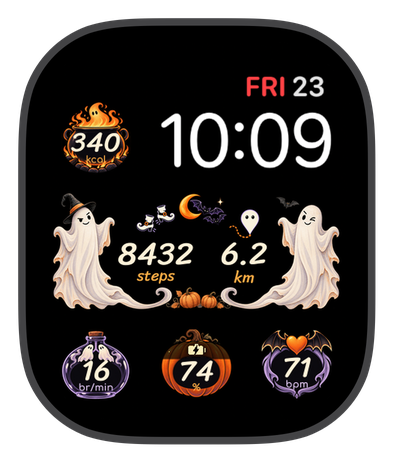 Boo Companions watch face on an Apple Watch