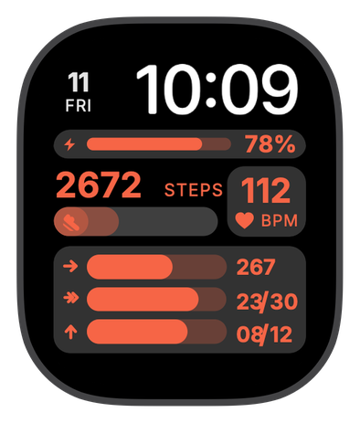 BURN RATE watch face on an Apple Watch