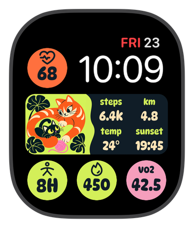 CAT GARDEN watch face on an Apple Watch