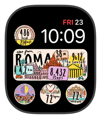 DOLCE ROMA watch face on an Apple Watch