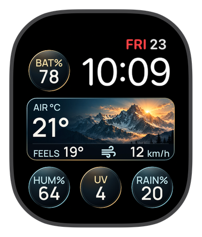 DAYMARK watch face on an Apple Watch