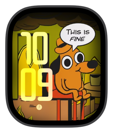 THIS IS FINE watch face on an Apple Watch
