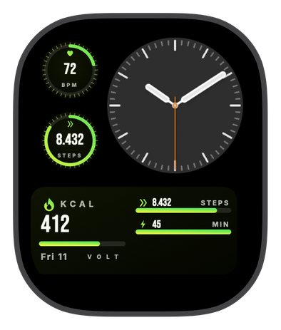 VOLT watch face on an Apple Watch