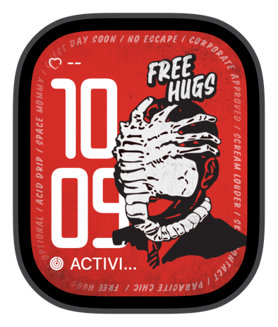 FREE HUGS watch face on an Apple Watch