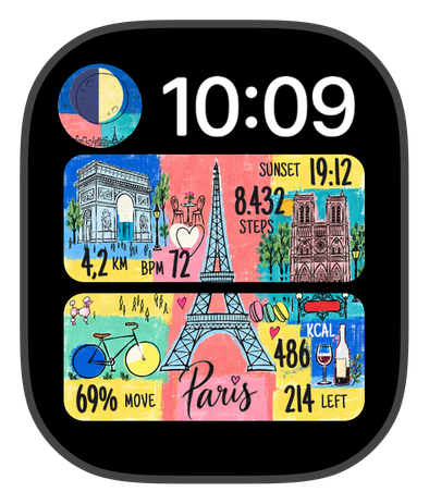 JE T'AIME PARIS watch face on an Apple Watch