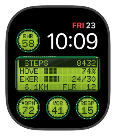 LIQUID CRYSTAL watch face on an Apple Watch