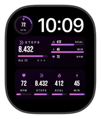 NEON watch face on an Apple Watch