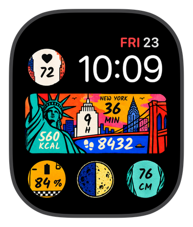 NEW YORK PRINT watch face on an Apple Watch