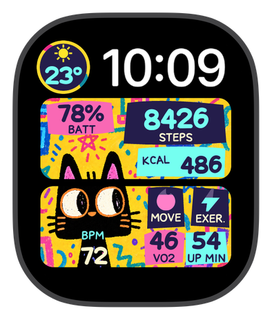 POUNCE watch face on an Apple Watch