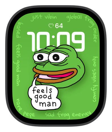 PEPE THE FROG watch face on an Apple Watch