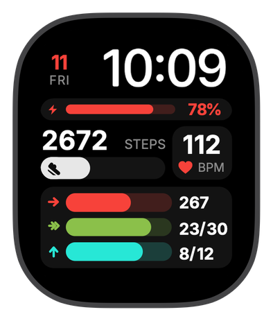 PULSE BARS watch face on an Apple Watch