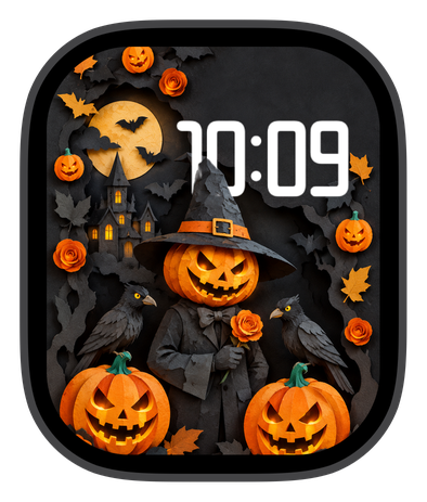 PAPER HALLOWEEN watch face on an Apple Watch