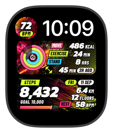 PRISM PULSE watch face on an Apple Watch