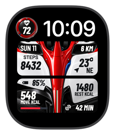 PITLANE 26 watch face on an Apple Watch