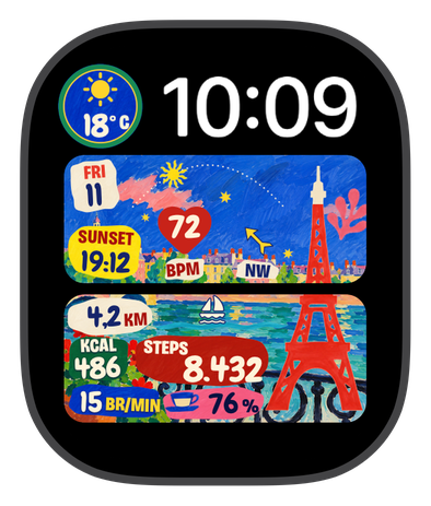 RIVE GAUCHE watch face on an Apple Watch