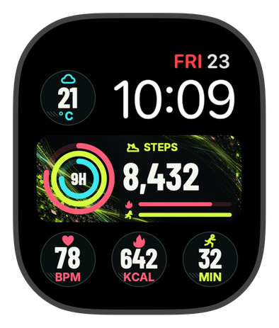 VOLT STRIDE watch face on an Apple Watch