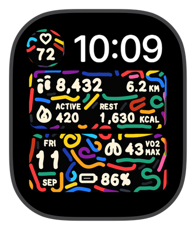 WIGGLE watch face on an Apple Watch